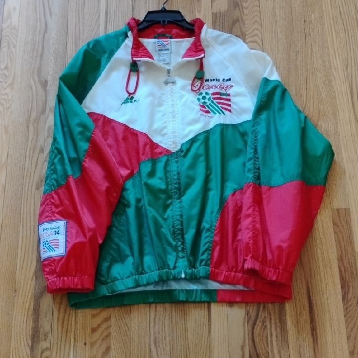 Vintage 1994 World Cup - Apex One Italy Zip-Up Soccer Jacket ( Large )